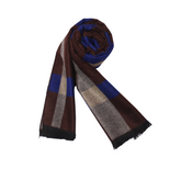BROWN & BLUE CHECKMATE WOOL SCARF